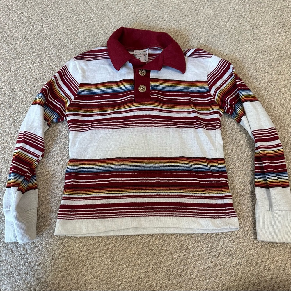 Vintage JCPenney striped long sleeve 80s shirt size 7 large